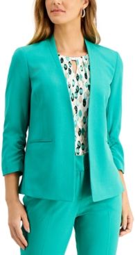 Open Front Ruched-Sleeve Jacket