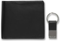 Leather Coin Pocket Bifold Wallet with Key Fob