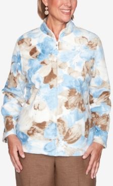 Missy Dover Cliffs Watercolor Floral Polar Fleece Jacket