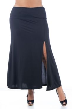 Plus Size Side Slit Ankle Length Maxi Skirt