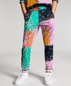 Marcus Straight-Fit Colorblocked Bandana-Print Patchwork Pants