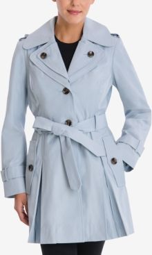 Petite Hooded Belted Trench Coat