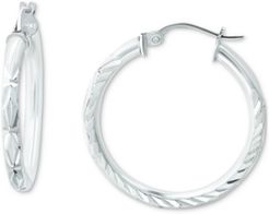 Small Textured Hoop Earrings in Sterling Silver, 1", Created for Macy's