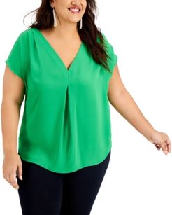 Inc Plus Size Mixed-Media Dolman-Sleeve Top, Created for Macy's