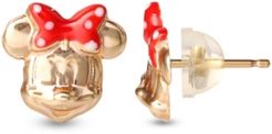 Children's Minnie Mouse Bow Stud Earrings in 14k Gold