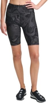 Sport Marble-Print High-Waist Bike Shorts