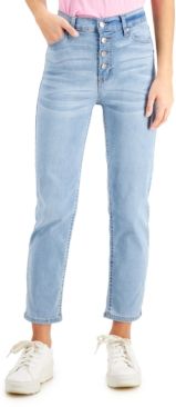 Juniors' High-Rise Button-Fly Slim-Straight Jeans