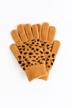 Leopard Print Knit Touchscreen Glove with Cozy Lining