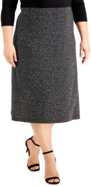Plus Size Printed Midi Skirt