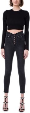 Juniors' Flipped-Waistband Skinny Jeans