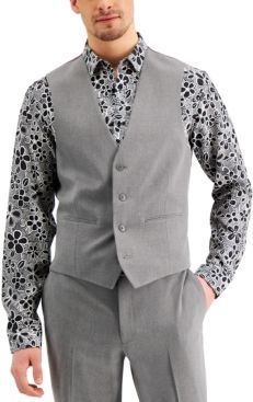 Inc Men's Slim-Fit Gray Solid Suit Vest, Created for Macy's