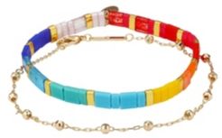 Gold Flash Plated Multi-Color Bracelet Set