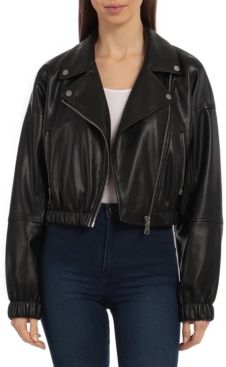 Cropped Vegan Leather Biker Jacket