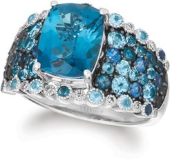 Multi-Gemstone (4-1/2 ct. t.w.) & Vanilla Diamond (1/20 ct. t.w.) Statement Ring in 14k White Gold