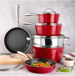 Hammered Aluminum Diamond Infused Nonstick 10-Pc. Cookware Set, Created for Macy's