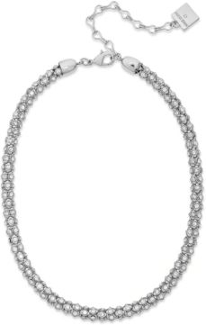 Silver-Tone Pave Accent Tubular Collar Necklace