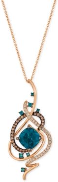 Exotics Deep Sea Blue Topaz (5-3/8 ct. t.w.) and Diamond (3/4 ct. t.w.) Pendant Necklace in 14k Rose Gold