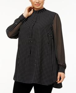 Plus Size Mixed-Dot Tunic