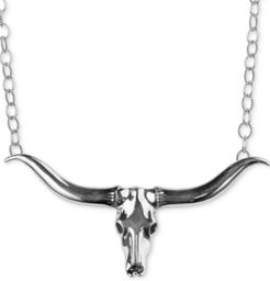 Longhorn 17" Pendant Necklace in Sterling Silver