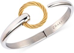White Topaz Two-Tone Circle Cuff Bracelet (1/3 ct. t.w.) in Stainless Steel and Gold-Tone Pvd Stainless Steel