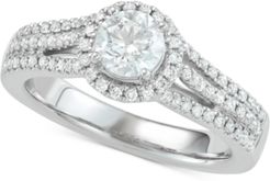 Diamond Halo Engagement Ring (1 ct. t.w.) in 18k White Gold
