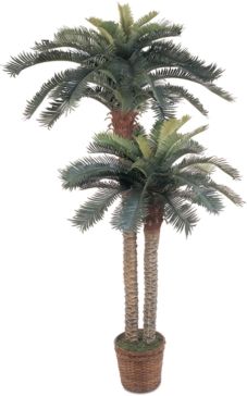 6' & 4' Sago Palm Double-Potted Artificial Tree