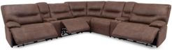 Felyx 133" 7-Pc. Fabric Sectional Sofa With 3 Power Recliners, Power Headrests, 2 Consoles And Usb Power Outlet