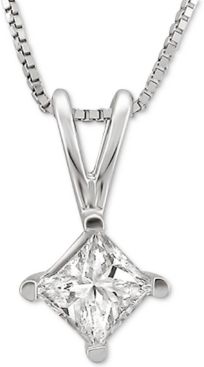 Solitaire Princess 18" Pendant Necklace (1 ct. t.w.) in 14k White Gold