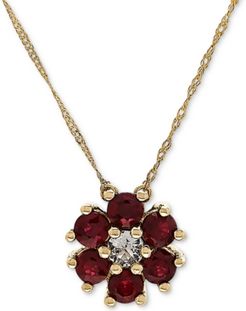 Ruby (9/10 ct. t.w.) & White Topaz (1/6 ct. t.w.) 18" Pendant Necklace in 14k Gold