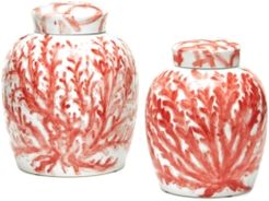Coral Covered Jars, Set of 2