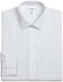 Regent Slim-Fit Non-Iron Windowpane Pinpoint Blue Dress Shirt