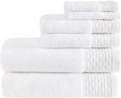 Breeze 6-Pc. Jacquard Wavy Border Zero Twist Towel Set Bedding