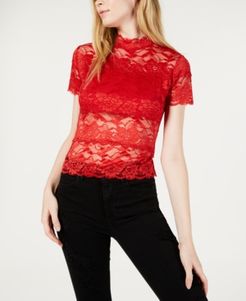 Shayna Mock-Turtleneck Lace Top