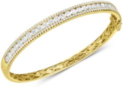 Cubic Zirconia Bangle Bracelet in Sterling Silver(Also Available in 18k Gold Plated Sterling Silver)