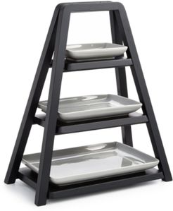 Closeout! Hotel Collection Modern Wood 3-Tier Server with Porcelain Plates, Created for Macy's