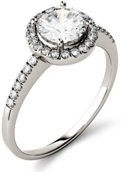 Moissanite Round Halo Ring (1-1/3 ct. t.w. Diamond Equivalent) in 14k Gold or White Gold or Rose Gold