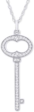 Diamond Key 18" Pendant Necklace (1/5 ct. t.w.) in 14k White Gold