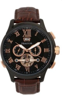 Automatic Hudson Black & Brown Leather Watches 47mm