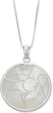 Mother-of-Pearl Decorative 18" Pendant Necklace in Sterling Silver