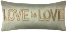 Edie@Home Celebrations Pillow Gold Embroidered "Love Is Love"