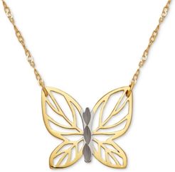 Butterfly 17" Pendant Necklace in 10k Gold