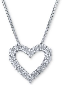 Macy's Star Signature Certified Diamond Heart Pendant Necklace (1-1/2 ct. t.w.) in 14k White Gold