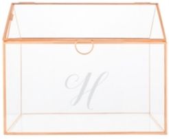 Personalized Rose Gold Wedding Glass Terrarium Reception Gift Card Holder