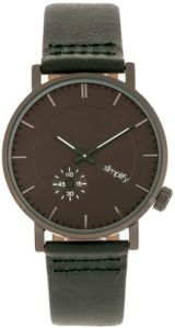 Quartz The 3600 Charcoal Dial, Genuine Green Leather Watch 40mm