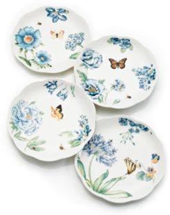 Set of 4 Butterfly Meadow Blue Assorted Dessert Plates