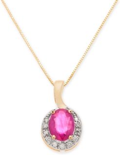 Ruby (1-1/2 ct. t.w.) & Diamond Accent 18" Pendant Necklace in 14k Gold