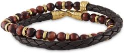 Double-Wrap Tiger's Eye Bracelet in 14k Gold Over Sterling Silver