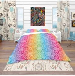 Designart 'Ethnic Floral Pattern' Bohemian and Eclectic Duvet Cover Set - Twin Bedding