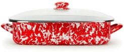 Red Swirl Enamelware Collection 10.5 Quart Roasting Pan