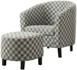 2 Piece Set Linen Accent Chair With Ottoman